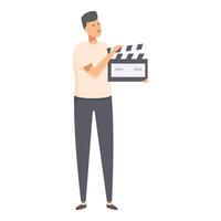 Man holding clapperboard ready for action vector