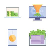 Monetization icons set cartoon . Way to make money online vector