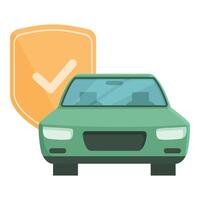 Car with protective shield icon vector