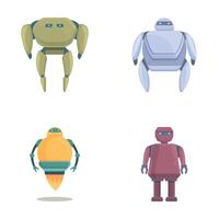 robot íconos conjunto dibujos animados . moderno electrónico robot vector