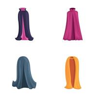 Cloak icons set cartoon . Cloak of various color vector