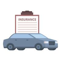 graphic of a car with an insurance policy clipboard on top, depicting auto insurance vector