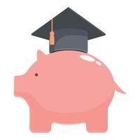 Graduation cap on piggy bank illustration vector