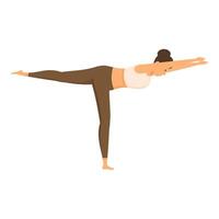 Woman practicing warrior iii yoga pose vector