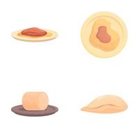 Foie gras icons set cartoon . Traditional foie gras dish vector