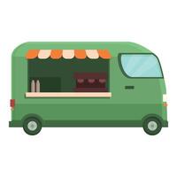 Flat design illustration of a green food truck vector