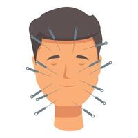 graphic of a man's face with acupuncture needles for alternative medicine themes vector