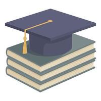 Graduation cap on stack of books vector