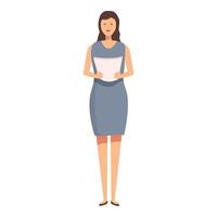 Illustration of a smiling professional woman standing and holding a document vector