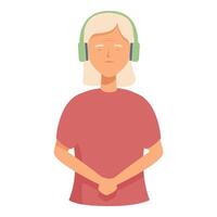 Serene woman listening to music with headphones vector