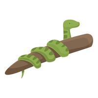 Cartoon snake wrapped around a branch vector