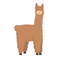 encantador ilustración de un marrón dibujos animados alpaca, aislado en un blanco antecedentes vector