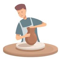 Potter shaping clay on wheel vector