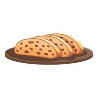 Raisin bread slices on wooden board vector