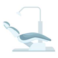 plano ilustración de un contemporáneo dental silla con lámpara en un blanco antecedentes vector