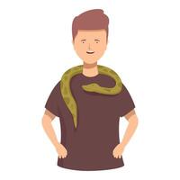 Man with pet snake illustration vector