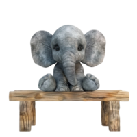 Generated AI an elephant sitting on a bench on transparent background png