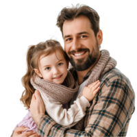 Generated AI father and daughter image on transparent background png