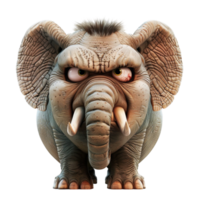 généré ai un en colère l'éléphant avec une gros défense sur ses tête sur transparent Contexte png