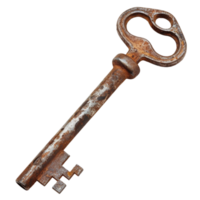 Generated AI an old rusty key on transparent background png