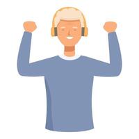 Happy man listening to music with headphones vector