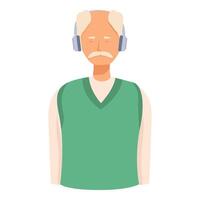 Senior man listening to music with headphones vector