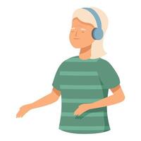 Blissful woman listening to music vector