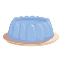 Cartoon blue gelatin dessert on plate vector