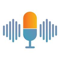 podcast micrófono icono con sonido olas vector