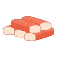 Digital illustration of imitation crab sticks, isolated on white background vector