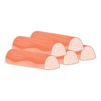 Cartoon salmon fillets and slices illustration vector