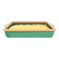 Freshly baked casserole in green dish vector