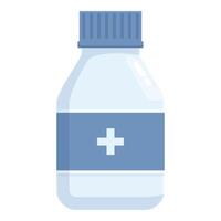 Flat design of a medical bottle with a cross symbol, representing healthcare vector