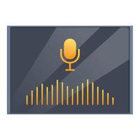 podcast icono con sonido olas vector