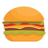 Colorful digital illustration of a delicious classic cheeseburger with cheese, lettuce, and tomato vector