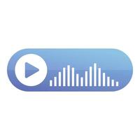 Play button with audio wave icon on blue background vector