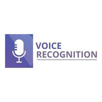 Simplistic voice recognition logo design with a microphone icon vector