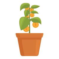 Money plant growing in pot illustration vector