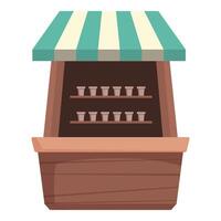 Cartoon market stall with striped awning vector