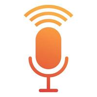 Podcast microphone icon with signal waves vector