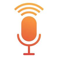 Podcast microphone icon with signal waves vector