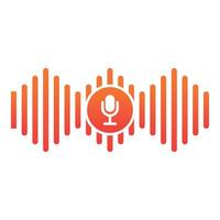 Podcast microphone sound wave logo vector