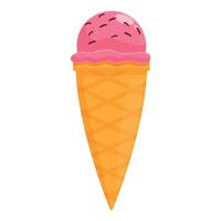 Strawberry ice cream cone illustration vector