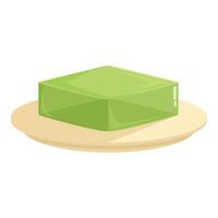 Green soap bar on wooden dish illustration vector