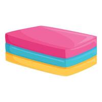 graphic of a vibrant, multicolored cleaning sponge with soft shadow vector