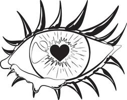 Loving look black and white artistic illustration vector