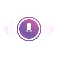 Modern gradient podcast icon with sound waves vector