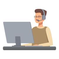 Customer service representative working on computer vector