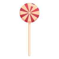 graphic of a striped lollipop candy on a stick, with a pastel color scheme vector