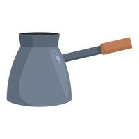 Modern grey coffee pot with wooden handle vector